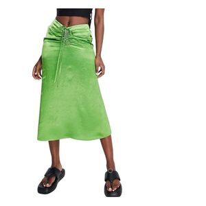 & Other Stories ruched satin midi skirt US 10